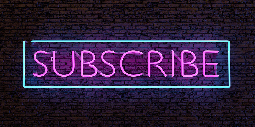 Neon Lamp with the Word SUBSCRIBE for Social Media